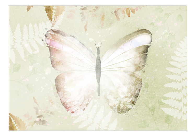 Carta da parati moderna Natura paradisiaca - farfalla su sfondo con piante verdi 143509 additionalImage 1