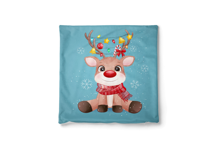 Decorative Velor Pillow Christmas joys of the little reindeer - animal in red scarf 148509 additionalImage 5