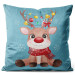 Decorative Velor Pillow Christmas joys of the little reindeer - animal in red scarf 148509