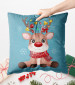 Decorative Velor Pillow Christmas joys of the little reindeer - animal in red scarf 148509 additionalThumb 4