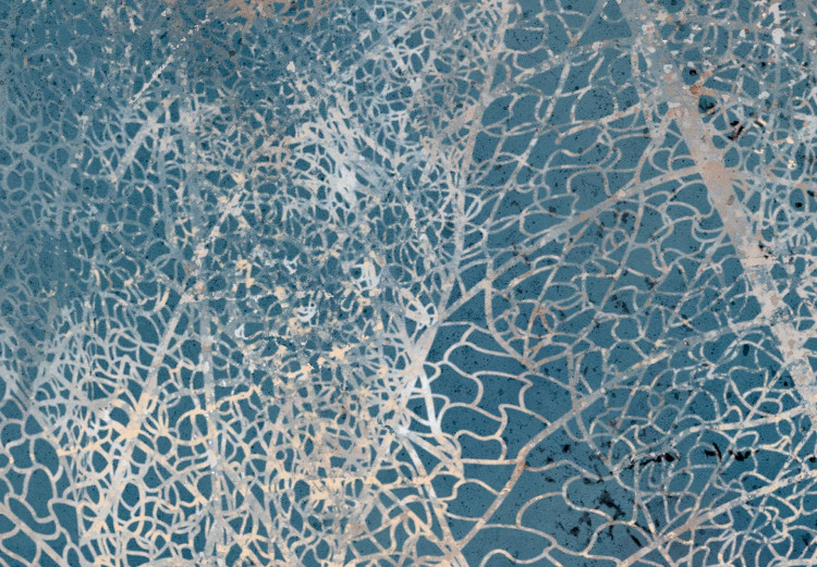 Rund tavla Delicate Plant - Golden Leaf Veins on a Turquoise Background 148709 additionalImage 3