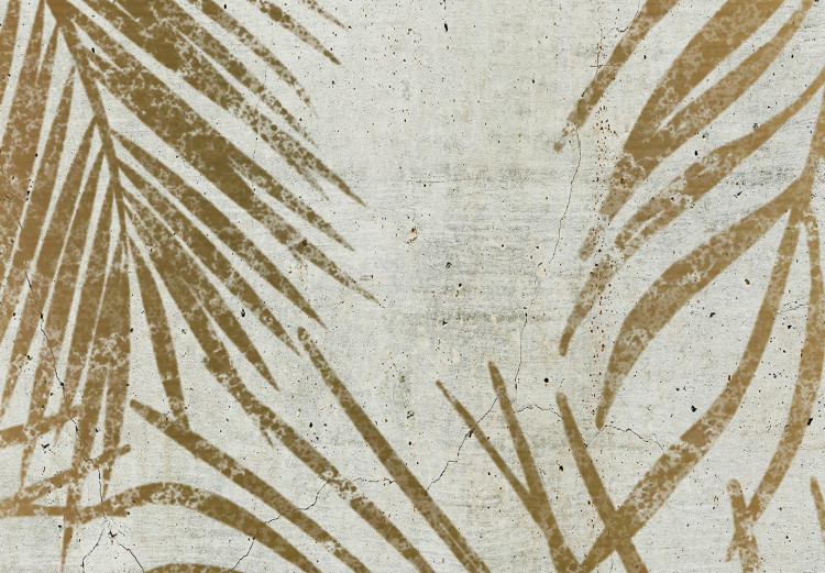 Round Canvas Golden Palm Tree - Plant Leaves on a Beige Background Variant 2 149009 additionalImage 3
