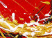 Tavla Våg på rött (3-delars) - abstraktion med guldigt mönster på bakgrund 46609 additionalThumb 2