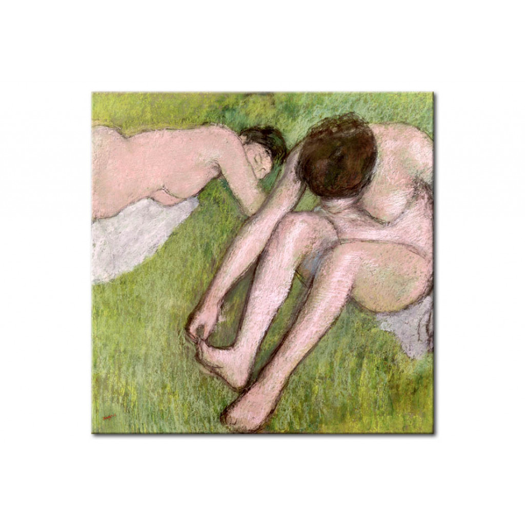 Schilderij  Edgar Degas: Two Bathers On The Grass