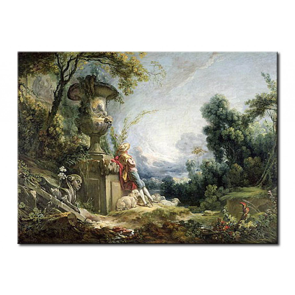 Schilderij  François Boucher: Pastoral Scene, Or Young Shepherd In A Landscape