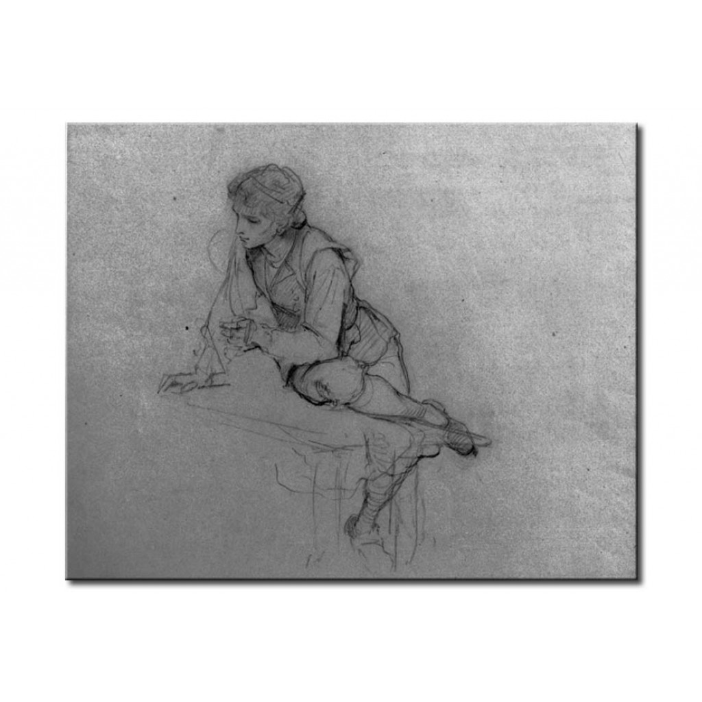 Schilderij  Ludwig Knaus: Studie Eines Sitzenden Jungen In Historischem Kostüm