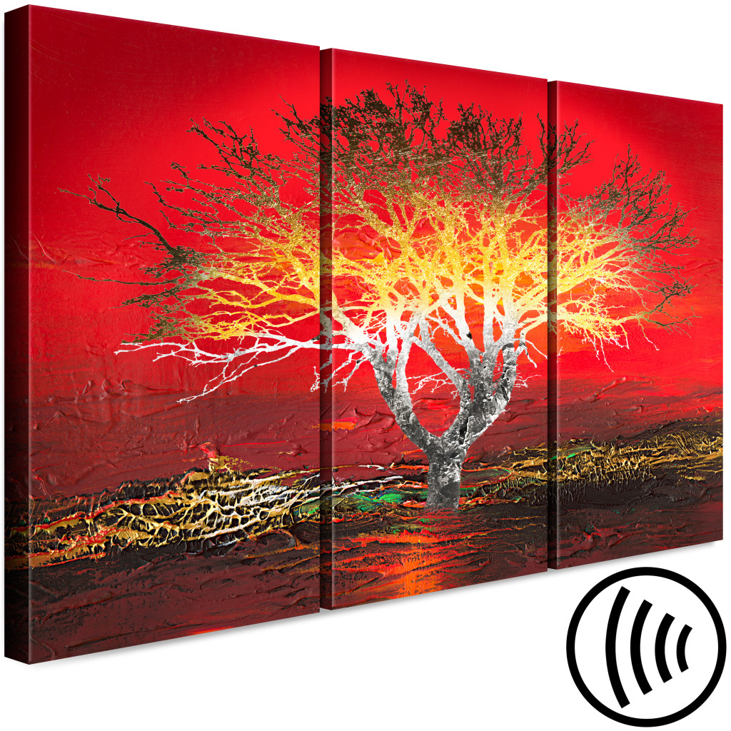 Pintura Em Tela Paisagem Alienígena - árvore Assombrosa Sobre Fundo Vermelho Abstracto