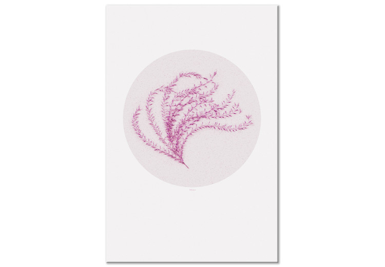 Canvas Violet twig - a minimalistic fragment of plant on beige background