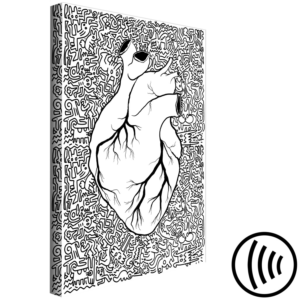 Konst Konturer Av Ett Anatomiskt Hjärta - Abstrakt Med Svarta Teckningar