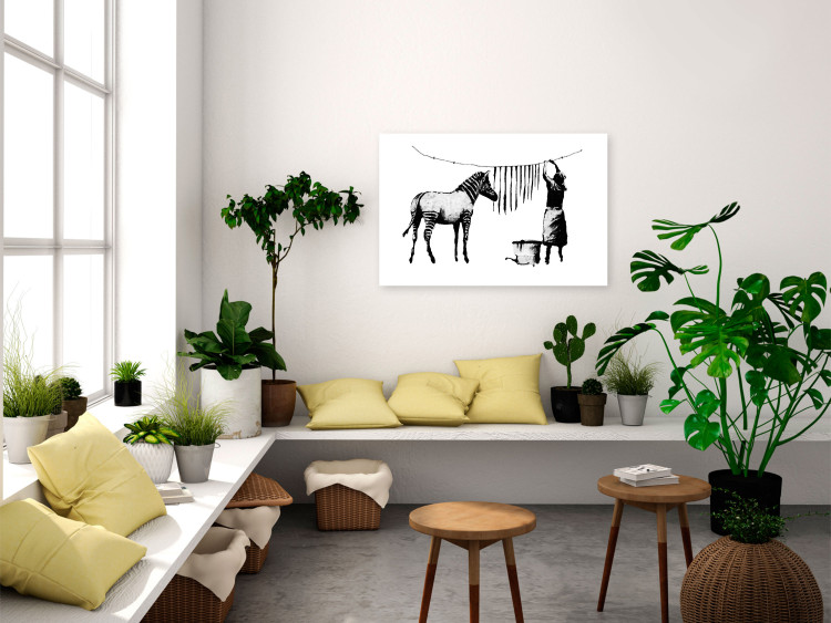 Toile déco Banksy: Washing Zebra (1 Part) Wide 132419 additionalImage 3
