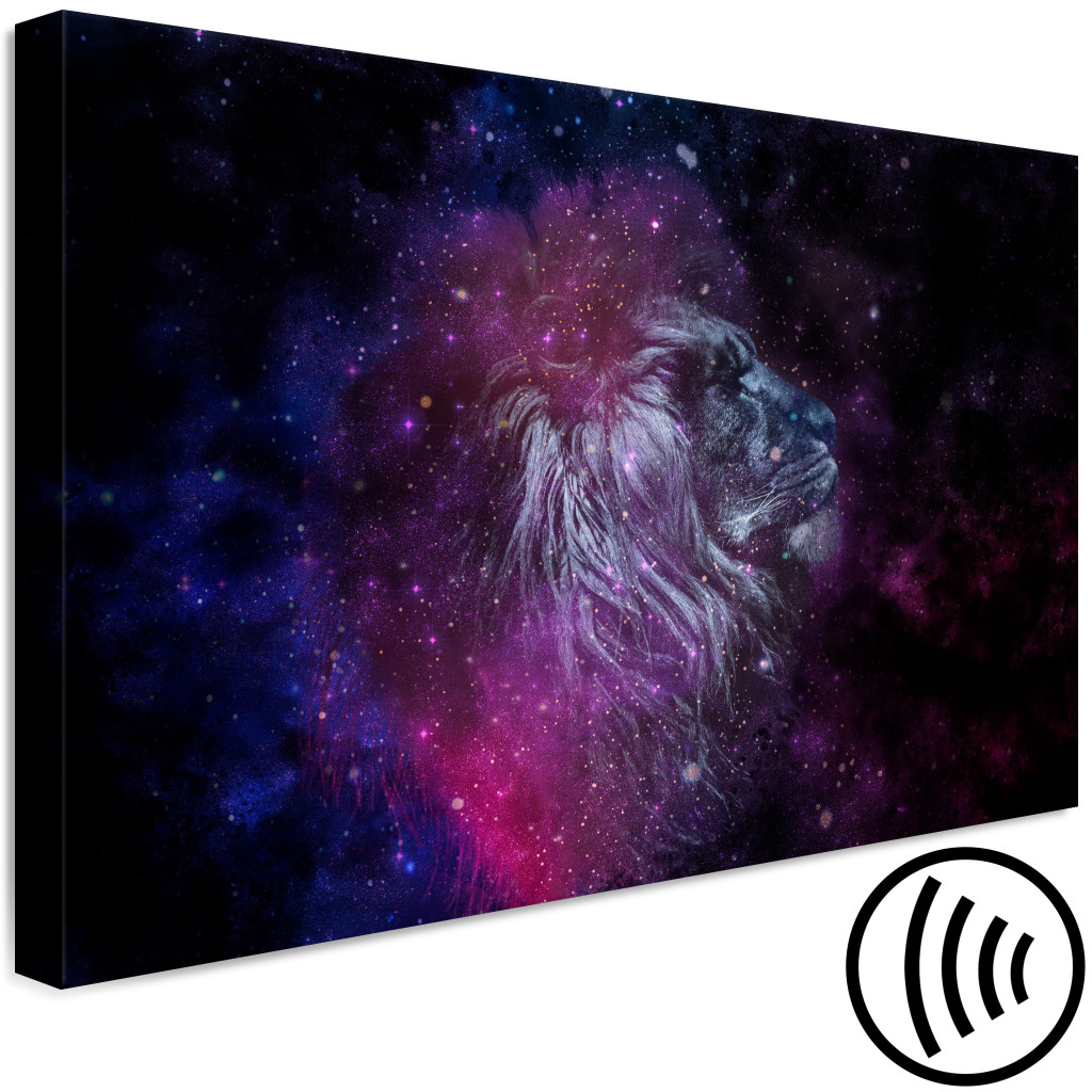 Quadro Pintado O Leão No Céu Estrelado - Abstracção Moderna Em Cores Escuras