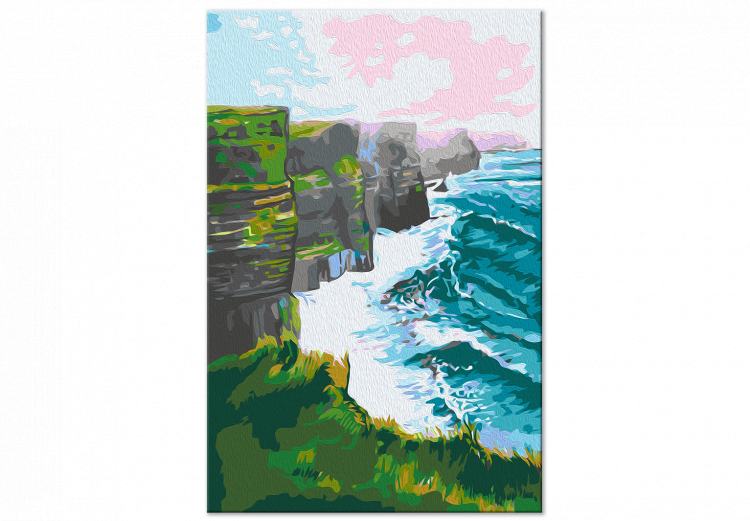 Desenho para pintar com números Cliffs of Moher - Foaming Waves, Grassy Cliff and Pink Skies 144519 additionalImage 4