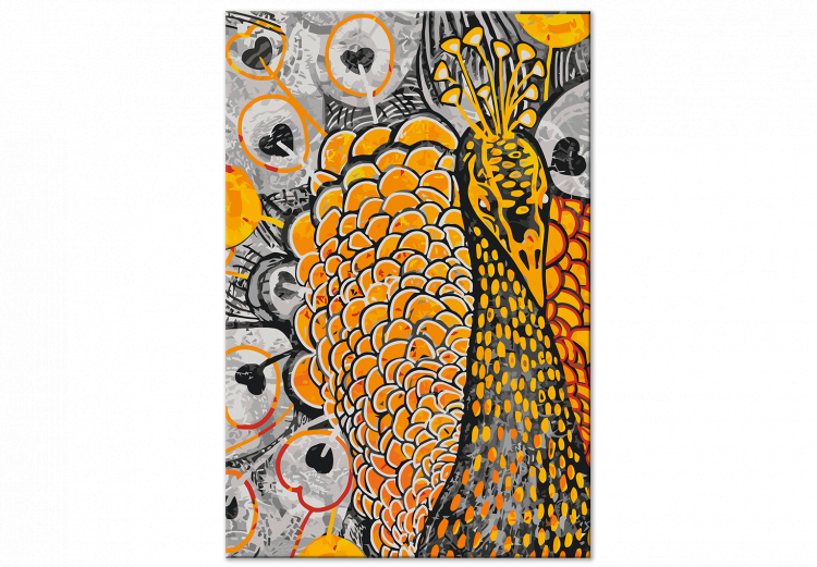 Quadro con numeri Royal Peacock - Gold Bird Surrounded by Pearly White Feathers 144619 additionalImage 7