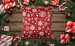 Decorative Velor Pillow Stars and snowflakes - white motifs depicted on a red background 148519 additionalThumb 3