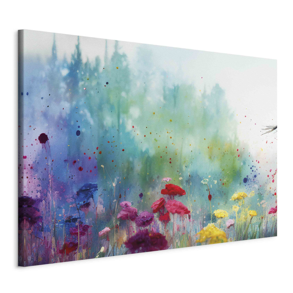 Schilderij Colorful Flowers - Painting Composition With Forest Generated By AI [Large Format]