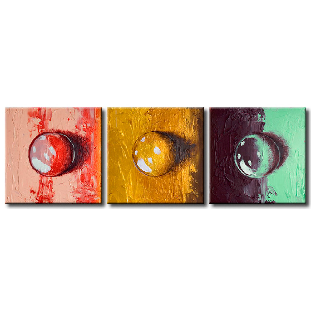 Obraz Żywioły (3-częściowy) - Kolorowa Abstrakcja Z Motywem Kropli Wody