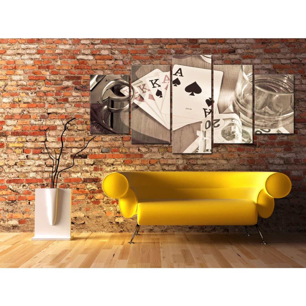 Schilderij  Vintage: Poker Night - Sepia