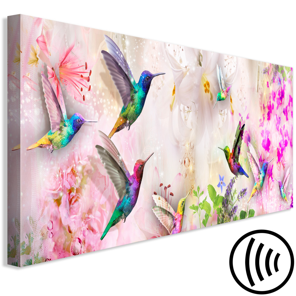 Obraz Kolorowe Kolibry (1-częściowy) Wąski