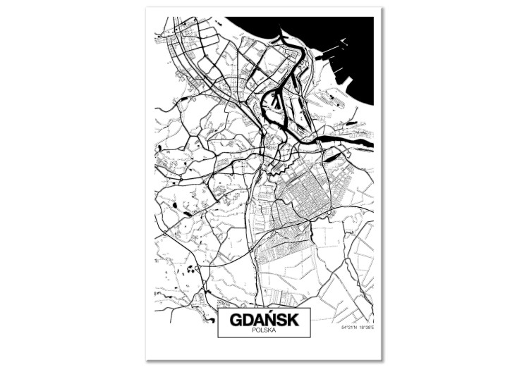 Obraz na płótnie Mapa miasta: Gdańsk (1-częściowy) pionowy
