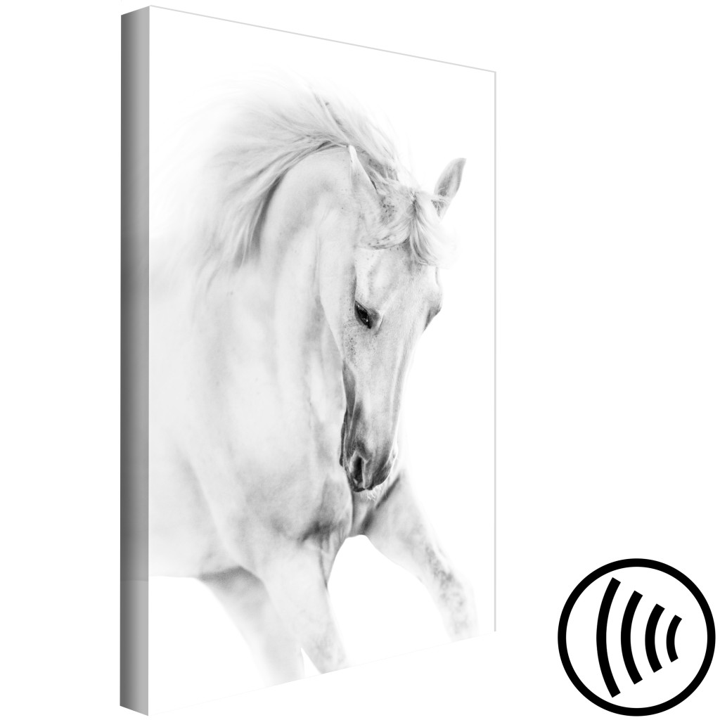 Schilderij  Paarden: White Horse (1 Part) Vertical