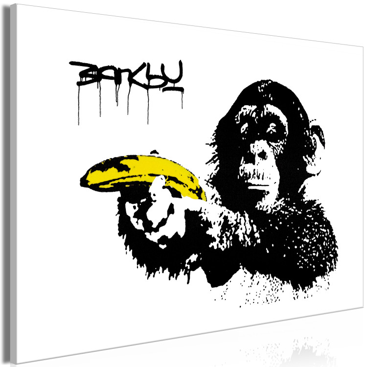 Obraz Banksy: Małpa z bananem (1-częściowy) szeroki 132429 additionalImage 2