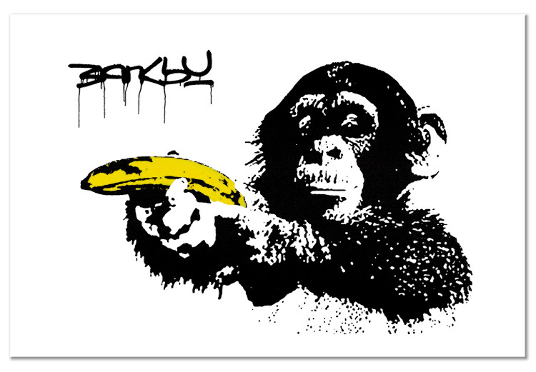Obraz na płótnie Banksy: Małpa z bananem (1-częściowy) szeroki