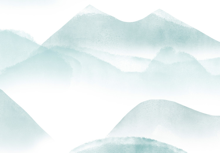 Carta da parati moderna Montagne di menta - onde che assomigliano a colline bagnate nella nebbia su uno sfondo bianco 138329 additionalImage 4