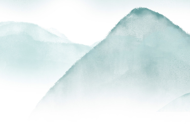 Carta da parati moderna Montagne di menta - onde che assomigliano a colline bagnate nella nebbia su uno sfondo bianco 138329 additionalImage 3