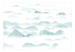 Carta da parati moderna Montagne di menta - onde che assomigliano a colline bagnate nella nebbia su uno sfondo bianco 138329 additionalThumb 1