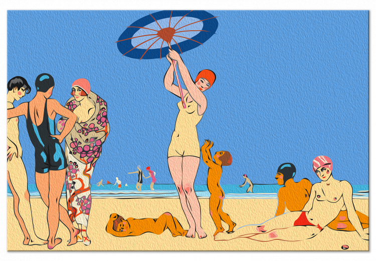 Obraz do malowania po numerach Na plaży - grupa znajomych nad morzem, niebieskie niebo 144129 additionalImage 6