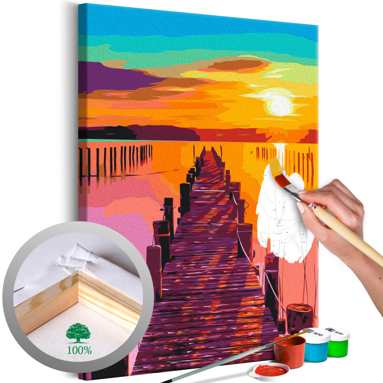 Wandbild zum Malen nach Zahlen Sun and Shadows - Play of Light on the Pier, Dynamic Sky 144529