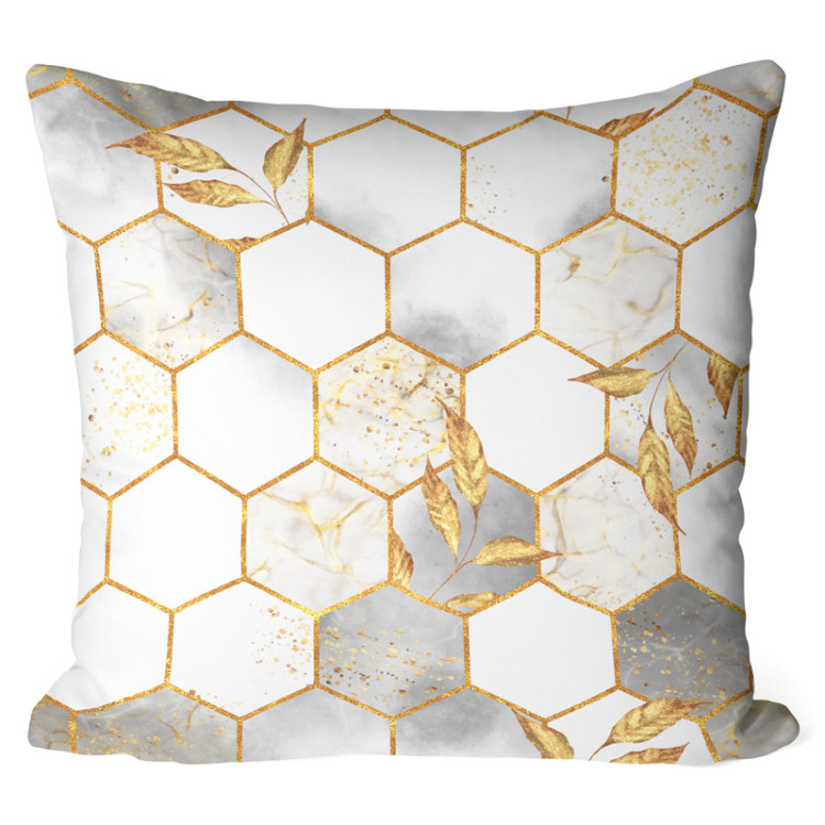 Mikrofaser Kissen Hexagons and leaves - elegant composition with geometric figures cushions 146929