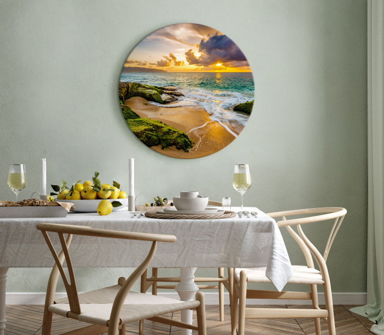 Tableau rond Landscape - Overgrown Stones on the Beach at Sunset 148629 additionalImage 4