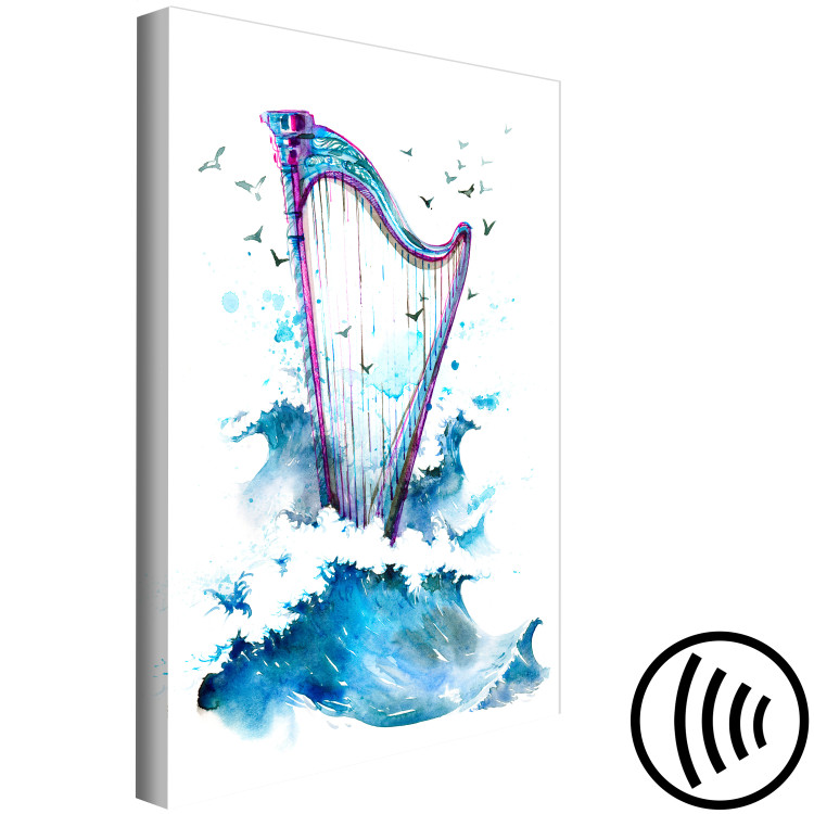Cuadro decorativo Harp and Waves - Musical Theme With Birds Painted With Watercolor 149829 additionalImage 6
