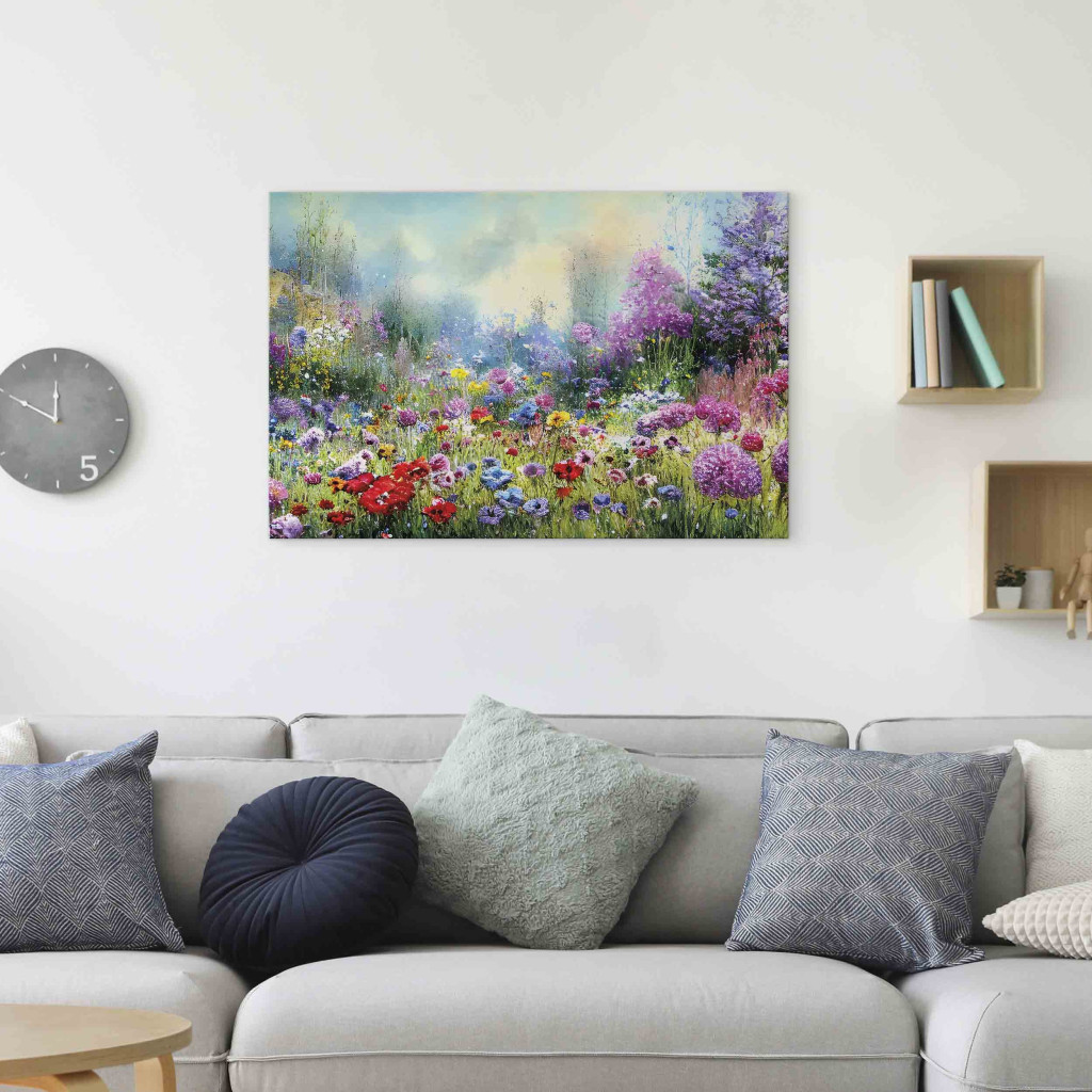 Schilderij  Bloemen: Flower Meadow - Monet-Style Composition Generated By AI