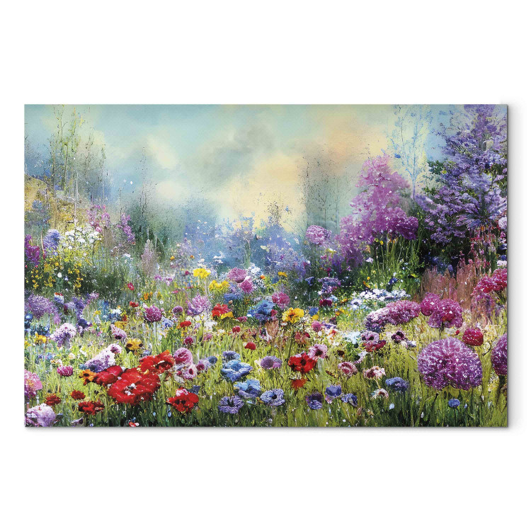 Cuadro en lienzo Flower Meadow - Monet-Style Composition Generated by AI