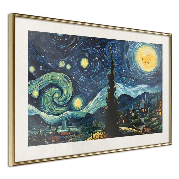 Cartel Starry Night - A Landscape in the Moonlight in the Style of Van Gogh 151129 additionalImage 12