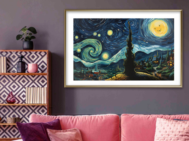 Cartel Starry Night - A Landscape in the Moonlight in the Style of Van Gogh 151129 additionalImage 18