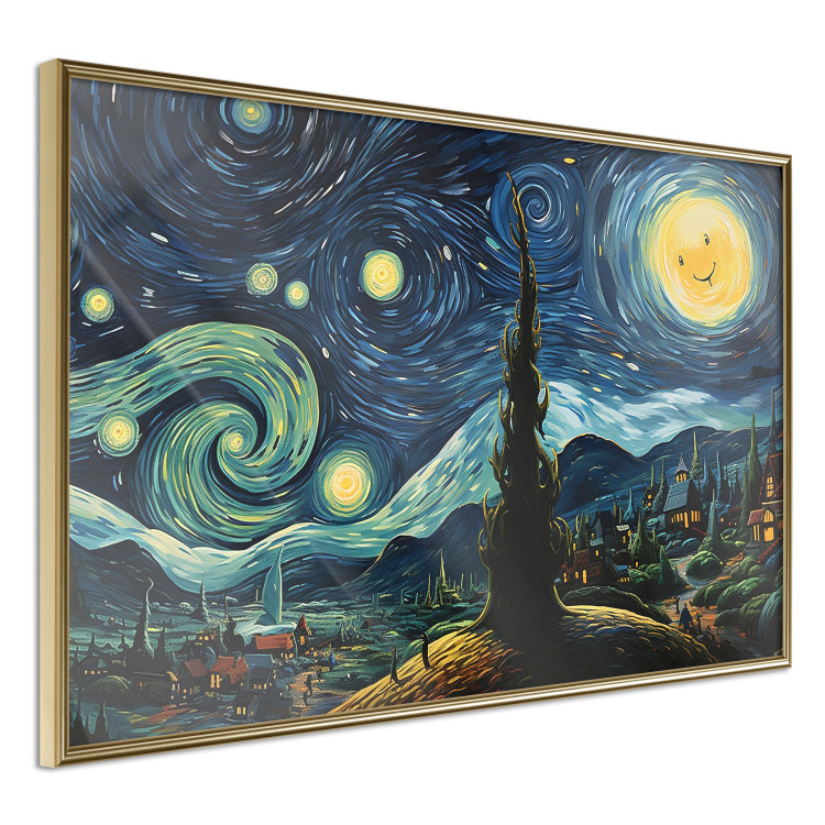 Cartel Starry Night - A Landscape in the Moonlight in the Style of Van Gogh 151129 additionalImage 6