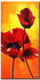 Quadro Papoilas (1 parte) - Motivo floral com flores vermelhas em um fundo laranja 47229