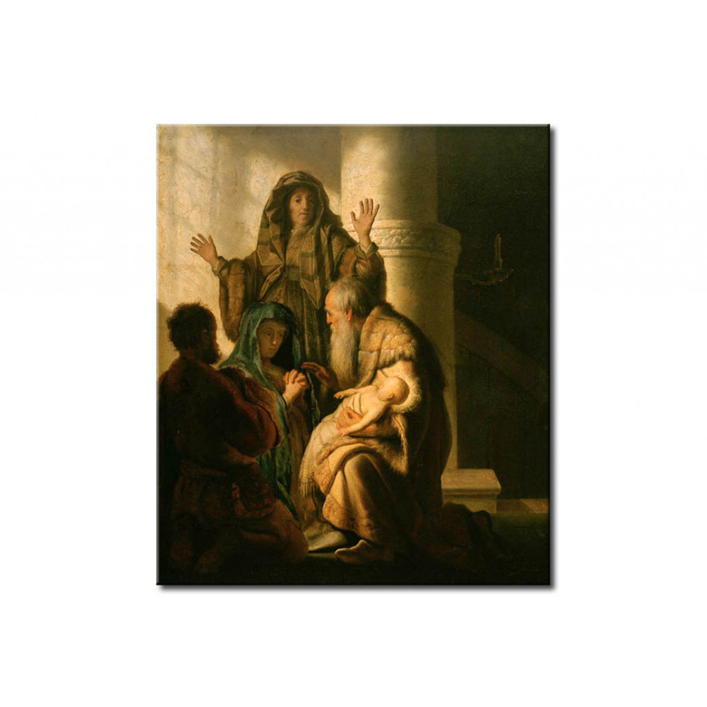 Schilderij  Rembrandt: Hanna Und Simeon Im Tempel