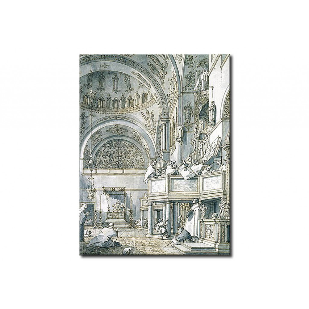 Schilderij  Canaletto: The Choir Singing In St. Mark's Basilica, Venice