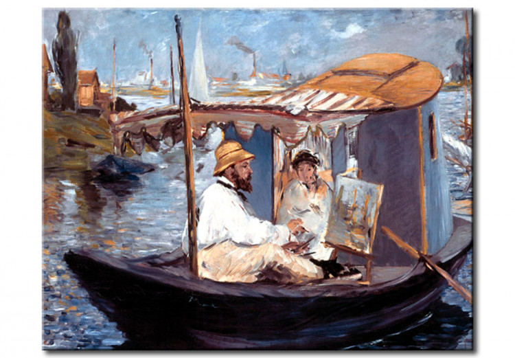Reproducción de cuadro Monet pintando en su barco estudio 53229