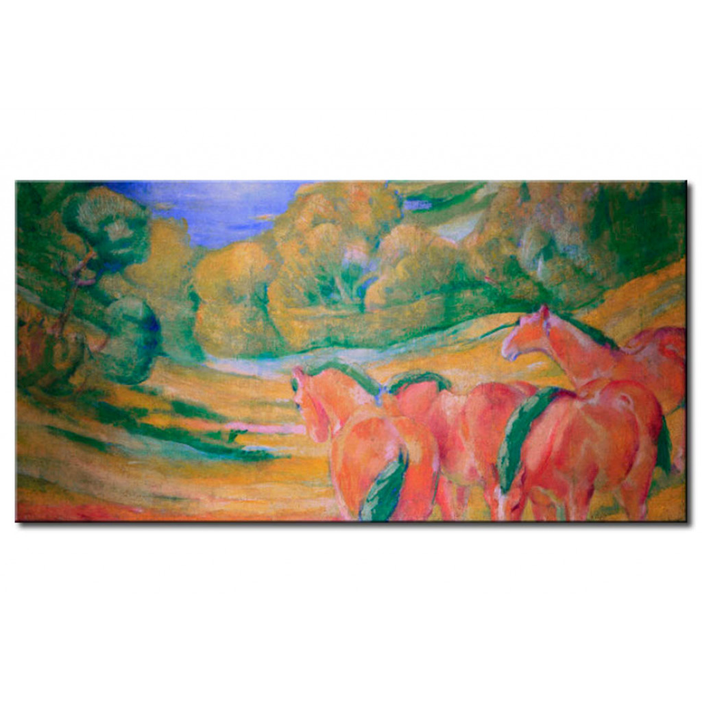 Schilderij  Franz Marc: Big Landscape I (Landscape With Red Horses)