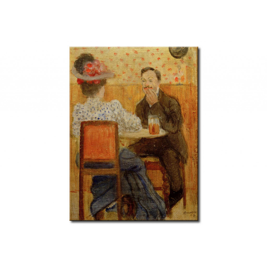 Schilderij  August Macke: Couple With Beer