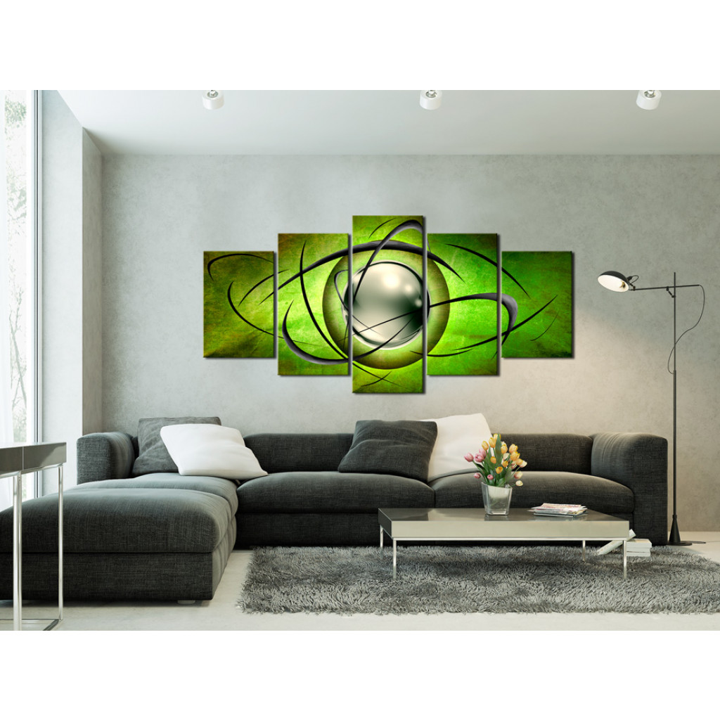Schilderij  Abstract: Rotating Globe - Green