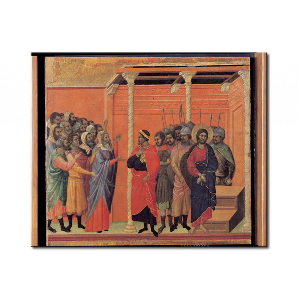 Schilderij  Duccio Di Buoninsegna: The Pharisee Hand Christ Over To The Governor Pontius Pilate