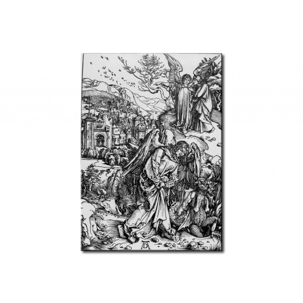 Schilderij  Albrecht Dürer: The Angel With The Key To The Abyss