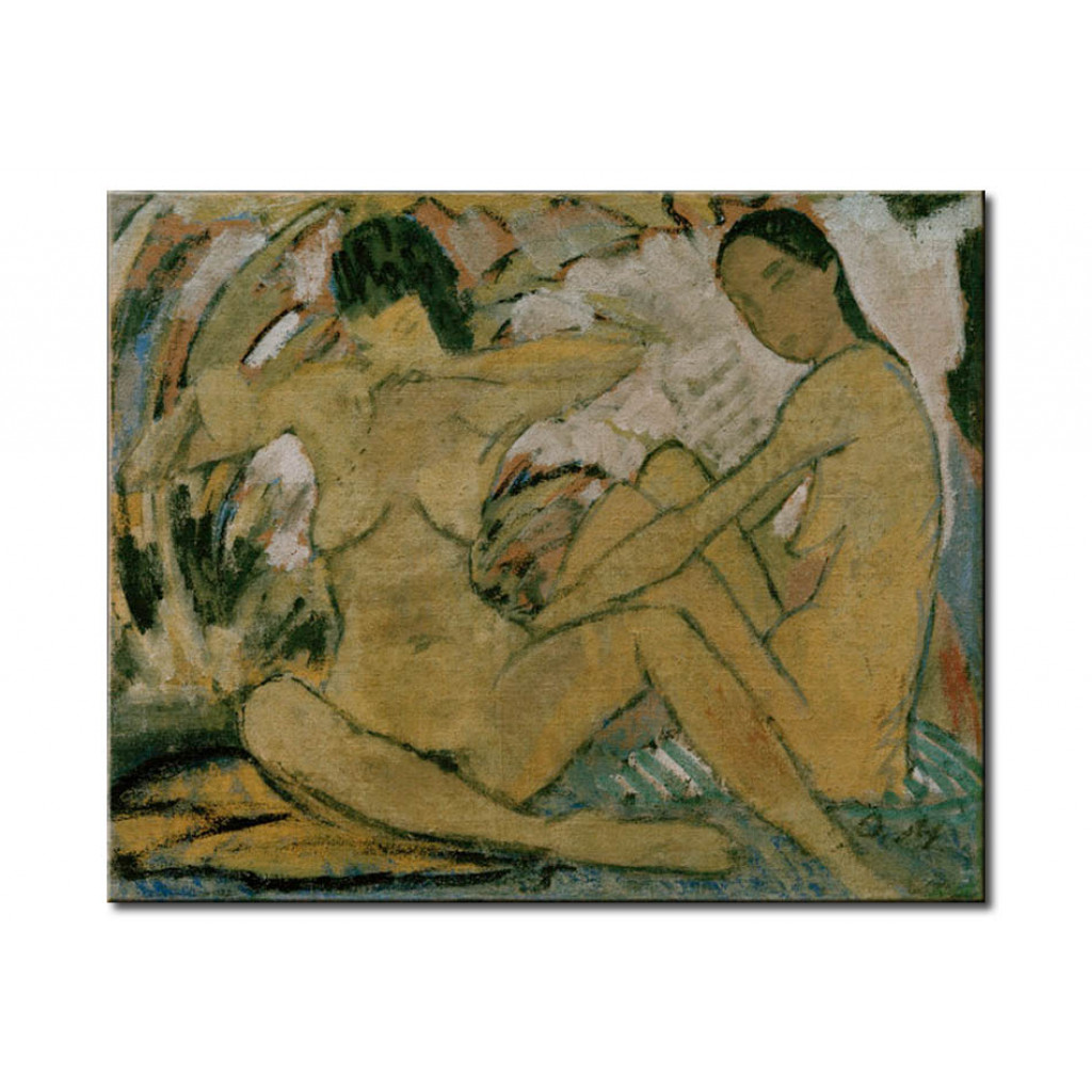Schilderij  Otto Mueller: Hockende Mädchen