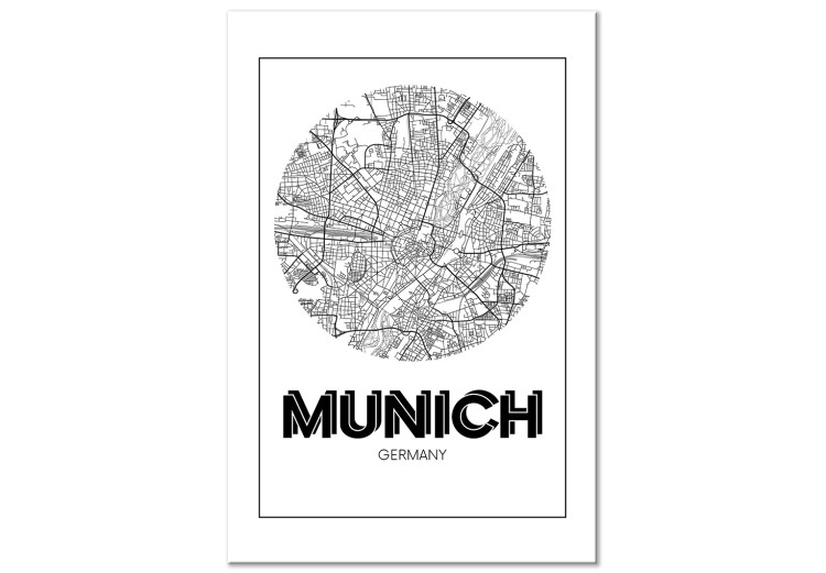 Canvastavla München - svartvit karta över tysk stad